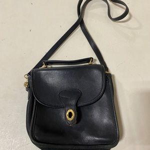 Vintage Black Leather Crossbody Bag